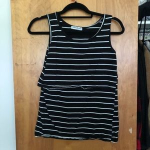 Striped nursing tank top